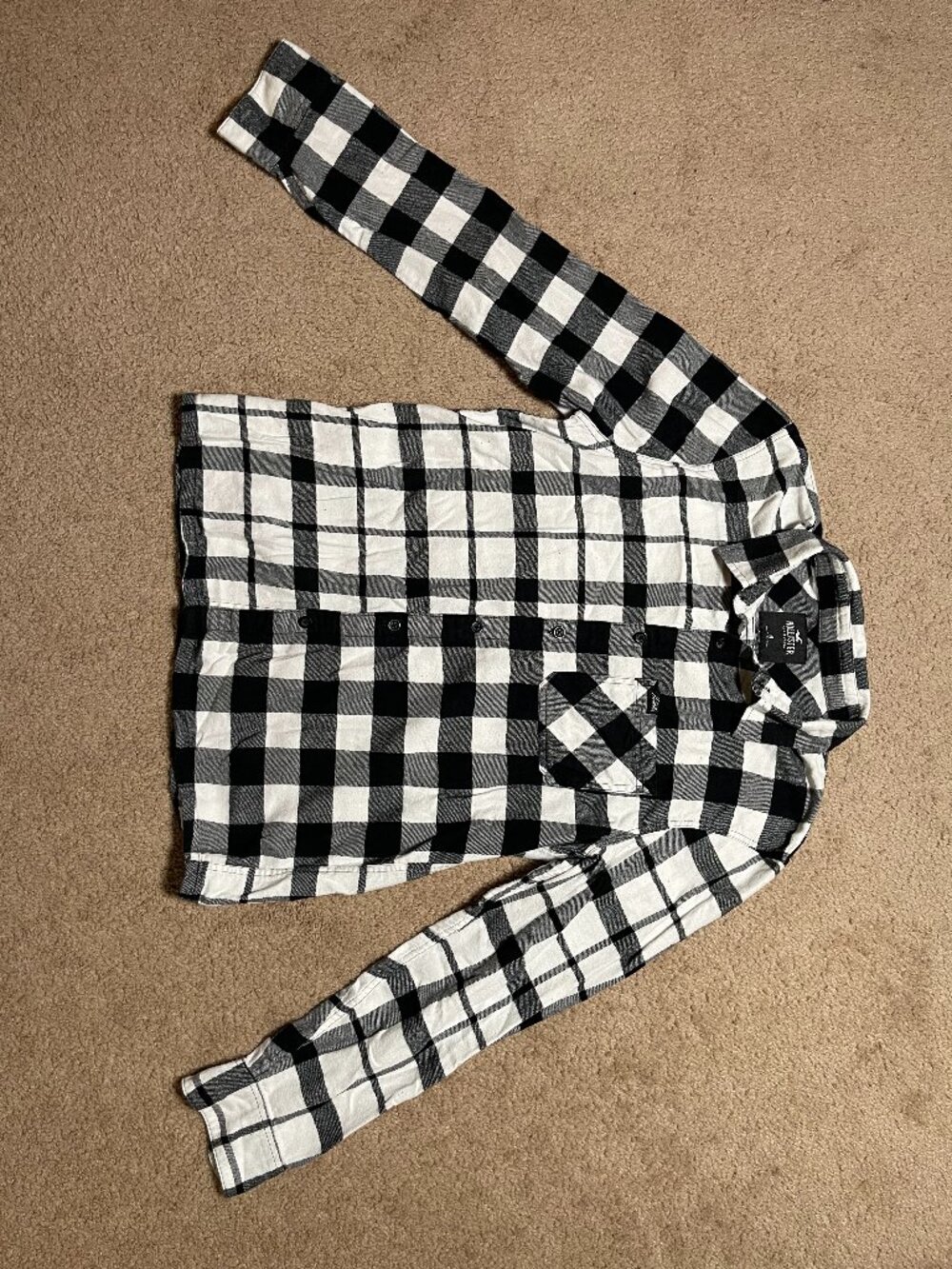 Hollister Medium Black and White Checkered Flannel Shirt